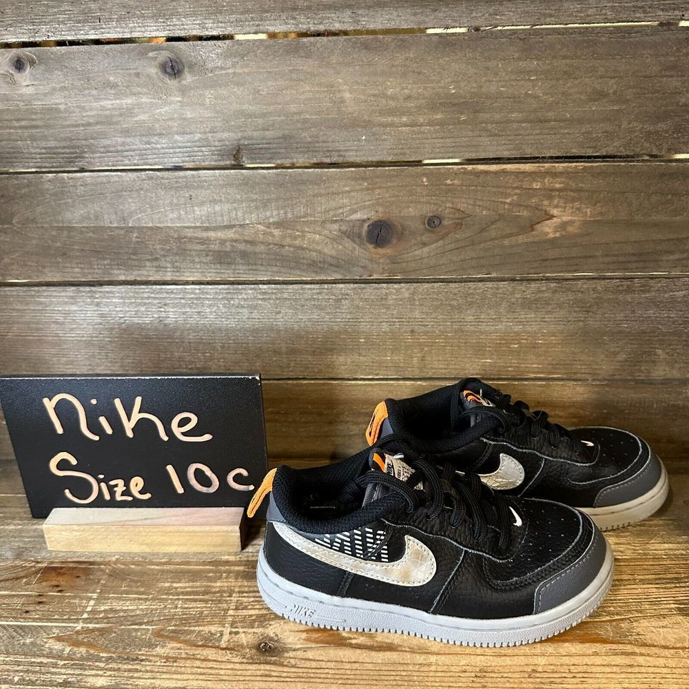Kids Nike Air Force 1 LV8 2 Under Construction Black Casual Sneakers Size 10 C